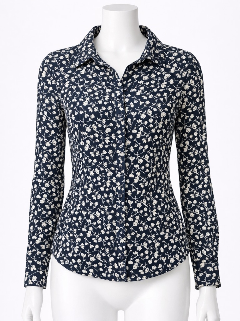 Reformation Blue Floral Button Down Top Size Small